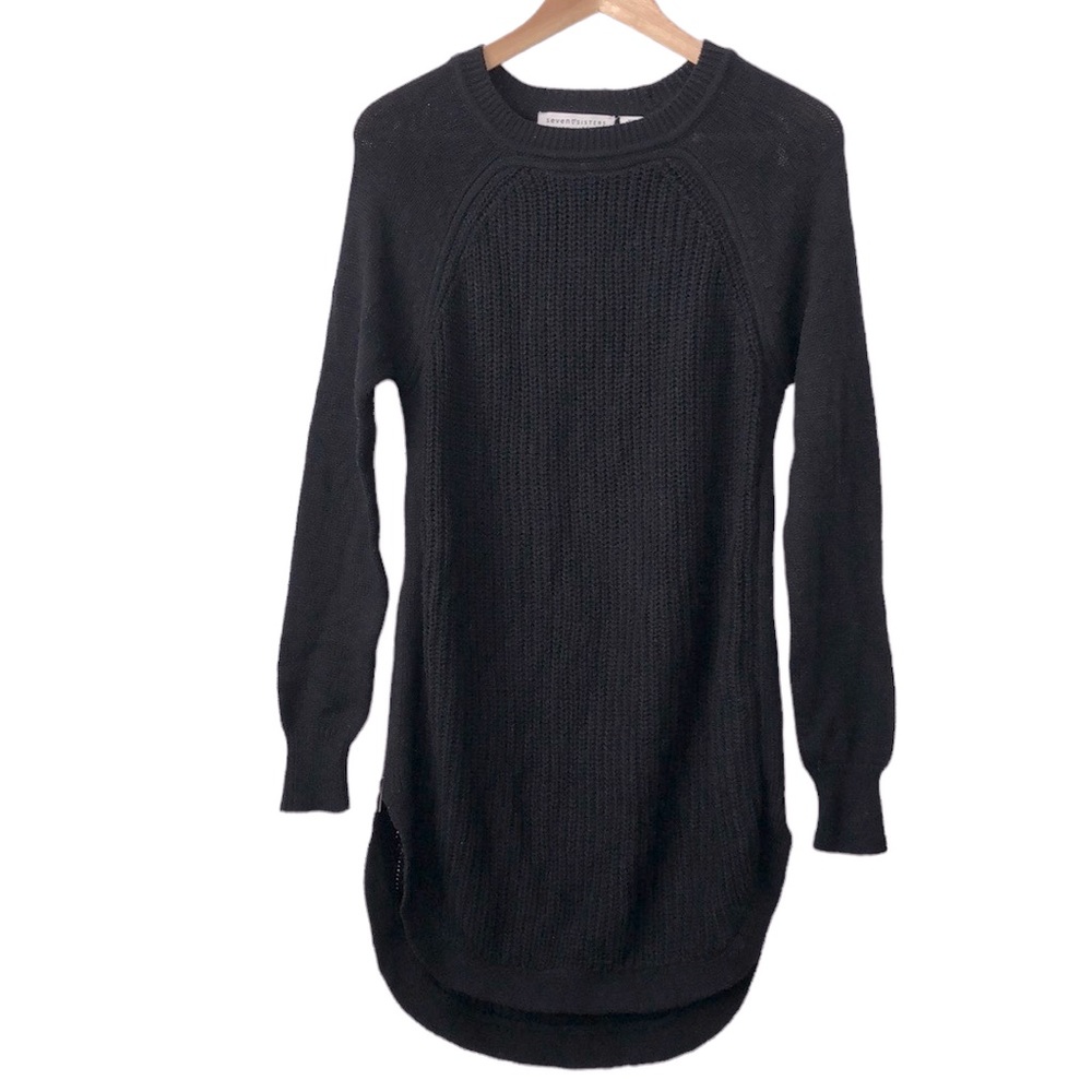Black long sweater double side zippers